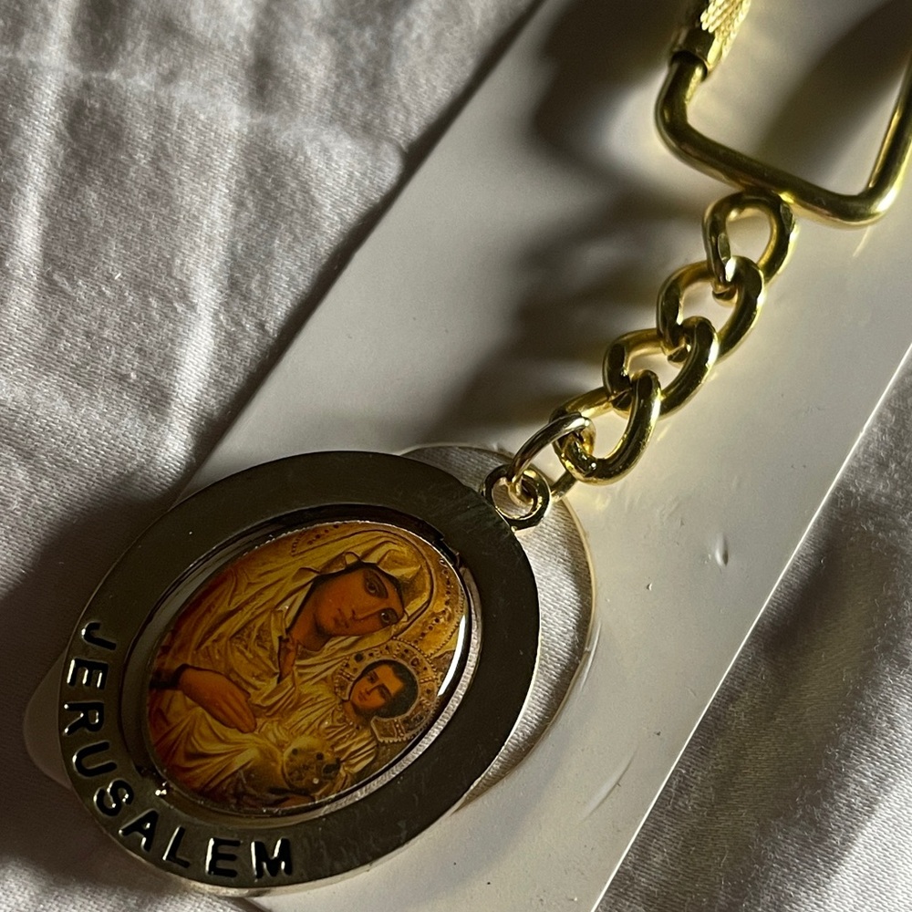 Vtg Jerusalem, Spinner Keychain Fob NOS